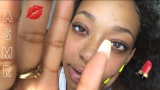 ASMR  UP CLOSE kisses lipgloss application hand movements [upl. by Bocoj]