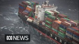 83 shipping containers fall from cargo ship off Australias east coast  ABC News [upl. by Enirehtacyram]