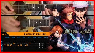 Jujutsu Kaisen OP  KAIKAIKITAN  Acoustic Guitar Lesson Tutorial  TAB  CHORDS [upl. by Anolahs]