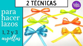 🎀Cómo hacer LAZOS con cinta de TELA fácil Moño con las MANOS fácil 12 y 3 argollas Listón [upl. by Launce]