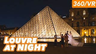 Virtual Tour of Paris Louvre Museum at Night 360VR [upl. by Nylodnarb407]