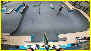 BIGGEST SKATEPARK DROP IN UK ON SCOOTER [upl. by Relyhcs]