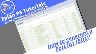 EPLAN P8 TutorialHow to generate a part list BOM in EPLAN [upl. by Schmeltzer411]