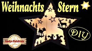 Weihnachtsstern selber machen aus Holz  DIY Weihnachtsdeko  Scroll saw project [upl. by Jyoti]