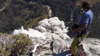 Veteran climber captures terrifying video of rock slides in Yosemite National Park [upl. by Lebatsirhc986]