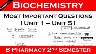 biochemistry most important questions  b pharm 2nd semester  Carewell Pharma [upl. by Dirgis878]