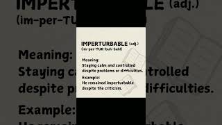 shorts vocabulary  IMPERTURBABLE [upl. by Derwood]