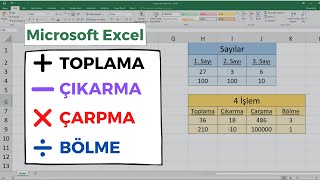 Excel Dersleri  Toplama  Çıkarma  Çarpma  Bölme 4 İşlem [upl. by Champagne]