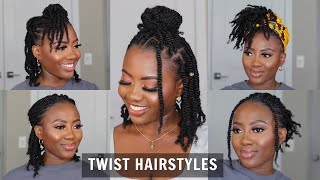 11 Ways to Style your Short Twist  QUICK and EASY Hairstyles [upl. by Ysdnil]