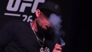 Nate Diaz throws JOINT to crowd and offers Moreno a PUFF [upl. by Joy]