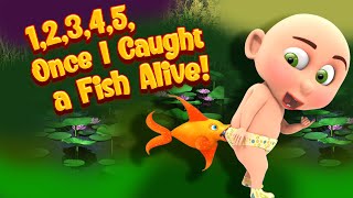 12345 once i caught a fish alive nursery rhyme  One two three four five [upl. by Arihsay]