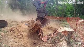 Fastest Tree Harvester Removal Equipment  Removing A Tree Stump With Excavator  Excavator Ripper [upl. by Etnuahs]