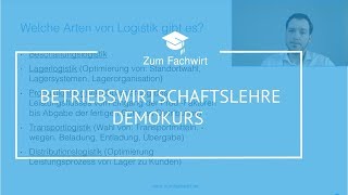 Betriebswirtschaftslehre Teil 1 IHK Fachwirt Demokurs BWL [upl. by Aissenav705]