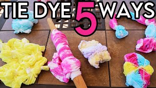 How to TieDye 5 Different Shirt Designs Kit vs DIY Homemade Patterns Video Tutorial [upl. by Llednek]