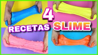 4 RECETAS PARA HACER SLIME  SLIME FÁCIL Y SIN BÓRAX  NatyGloss [upl. by Eeresid408]