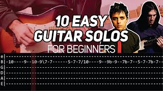 10 EASY BEGINNER GUITAR SOLOS WITH TAB [upl. by Ardnekat]