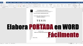 CÓMO HACER UNA PORTADA EN WORD FÁCILMENTE [upl. by Nnylirak]