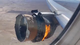 Watch Boeing 777 Engine Catches Fire Over Colorado [upl. by Hartman]