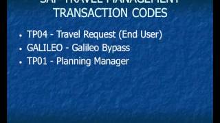 SAP Travel Management Transaction Codes [upl. by Iaoh]