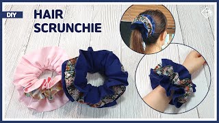 DIY How to make three layers scrunchies  sewing tutorial Tendersmile Handmade [upl. by Ihsoyim]