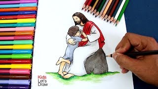 Cómo dibujar a Jesús con niños  How to draw Jesus with children [upl. by Aniryt]