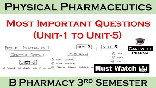 important question of physical pharmaceutics  B pharma 3rd sem  Carewell Pharma [upl. by Kciredes897]