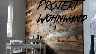 DIY Design Wohnwand aus Europaletten pallet wood wall Palettenholz [upl. by Eecyaj]