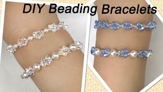 Easy DIY Beading Bracelets with Swarovski Pearls and Swarovski Crystal Bicone Beads [upl. by Judye805]