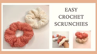 EASY CROCHET SCRUNCHIES  CROCHET BY BEV [upl. by Wilmer]