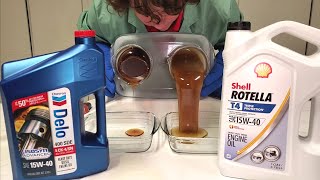 Chevron Delo VS Shell ROTELLA T4 15W40 Cold Flow Test [upl. by Lupita]