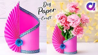 Easy Paper Flower Vase  How to Make A Flower Vase At Home  Simple Paper Craft  Artkala [upl. by Iroak321]