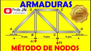 Estática Armaduras método de nodos [upl. by Lorant]