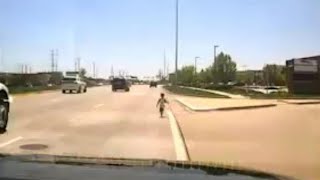 Cop Rescues Toddler Wandering Along Illinois Highway [upl. by Plossl]