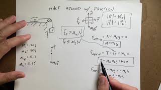 Acceleration of a Half Atwood Machine With Friction [upl. by Annair919]