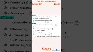 Exercice 88 Fonction exponentielle 2BACSE [upl. by Ioab137]