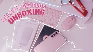 Galaxy S22 Plus Pink Gold Unboxing ASMR  accessories📱 [upl. by Nnaarual229]