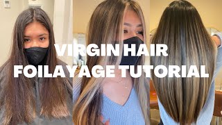 LONG DARK VIRGIN HAIR BALAYAGE TUTORIAL [upl. by Ekenna]