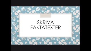 Skriva på SFI  Faktatexter [upl. by Longo]