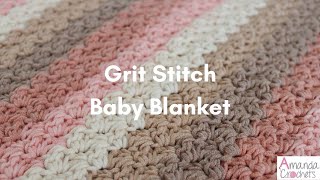 Grit Stitch Baby Blanket  Easy Crochet Blanket Tutorial [upl. by Meekar]