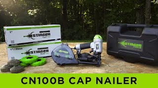 STINGER® CN100B Cap Nailer for Securing Underlayment and Housewrap [upl. by Kalindi840]