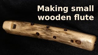 Making small wooden flute from branch [upl. by Adnorrehs]