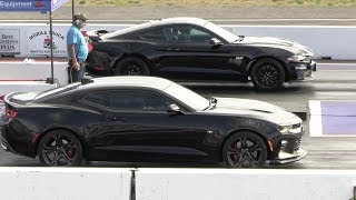 2019 Mustang GT vs Camaro SS and vs 2017 Mustang  drag race [upl. by Anatnom720]