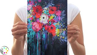 How to Paint Flowers  Acrylic Painting Tutorial [upl. by Spindell]