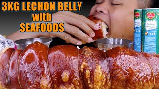 LECHON BELLY with SEAFOODS MUKBANG  PINOY FOOD MUKBANG PHILIPPINES  COLLAB TheFoodieBee [upl. by Groveman391]