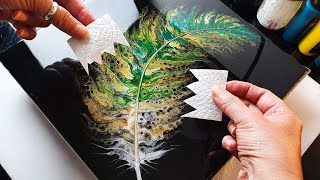 STUNNING Acrylic SWIPE Feather Painting Tutorial  ABcreative  Fluid Acrylic Pour [upl. by Wilfred286]