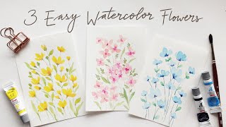 3 EASY beginner friendly watercolor flower doodles [upl. by Yssak]