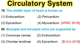 mcq on circulatory system  body fluid and circulation [upl. by Alak]