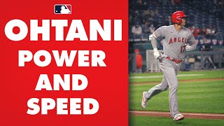 Power and Speed Shohei Ohtani SPRINTS nearly 30 ftsec for infield single then CRUSHES homer [upl. by Tanitansy]