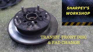 FORD TRANSIT FRONT DISCROTOR AND PAD CHANGE RWD MODEL [upl. by Kapeed]