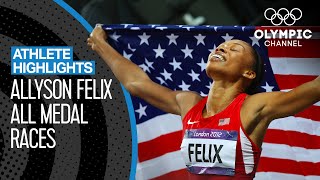 All Allyson Felix 🇺🇸 Olympic Medal Races  Athlete Highlights [upl. by Nerin891]